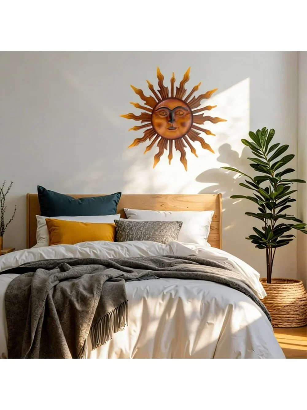 27-Inch Decorative Sun Metal Wall Art - Unique Home Decor for Living Room